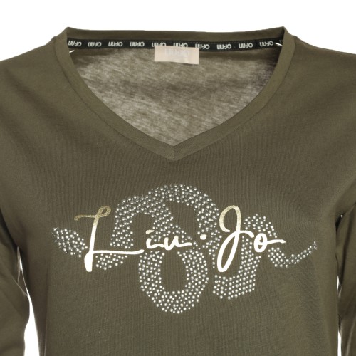 LIU•JO: T-shirt verde con strass